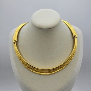 - Goldtone Metal Choker Necklace • Rich Bright Gold • Spring Clasp